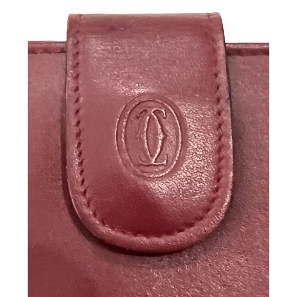 CARTIER: Burgundy, Leather Double C Logo Agenda/Wallet #2449 - Picture 5 of 9